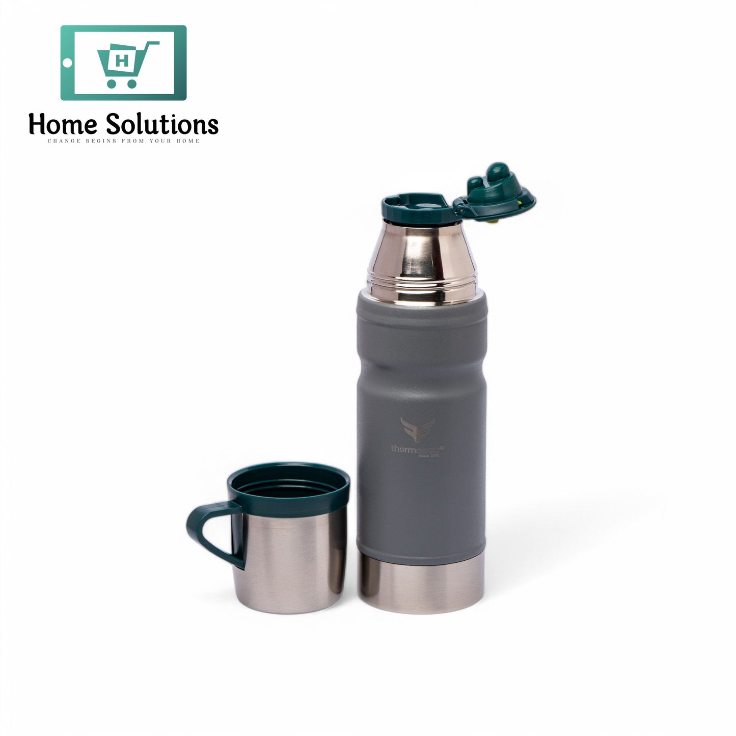 Stainless Steel Insulated Water Bottle with Screw-On Cap - 23 oz (680ml), Grey