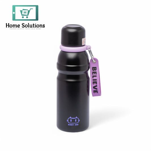 Stainless Steel Insulated Water Bottle with Screw-On Cap - 20.3 oz (600ml), Black