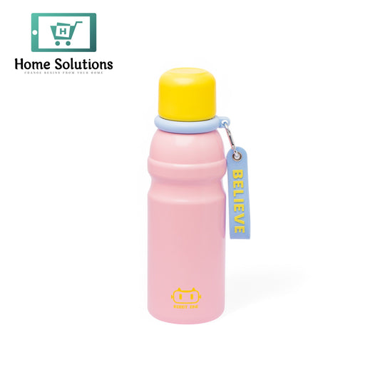 Stainless Steel Insulated Water Bottle with Screw-On Cap - 20.3 oz (600ml), Pink/Yellow Cup