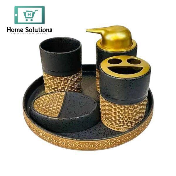 Elegant Black Bathroom Accessory Set – 5 Piece Collection