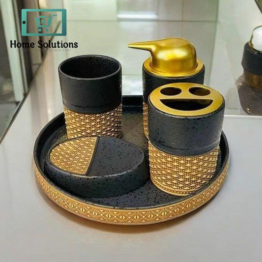 Elegant Black Bathroom Accessory Set – 5 Piece Collection