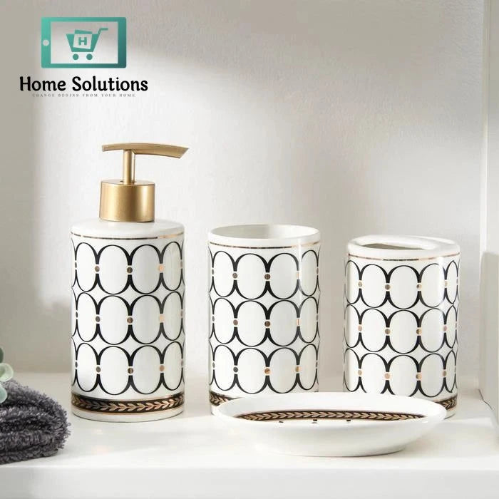 Luxury White Ceramic Bathroom Set 4-Piece Accessories