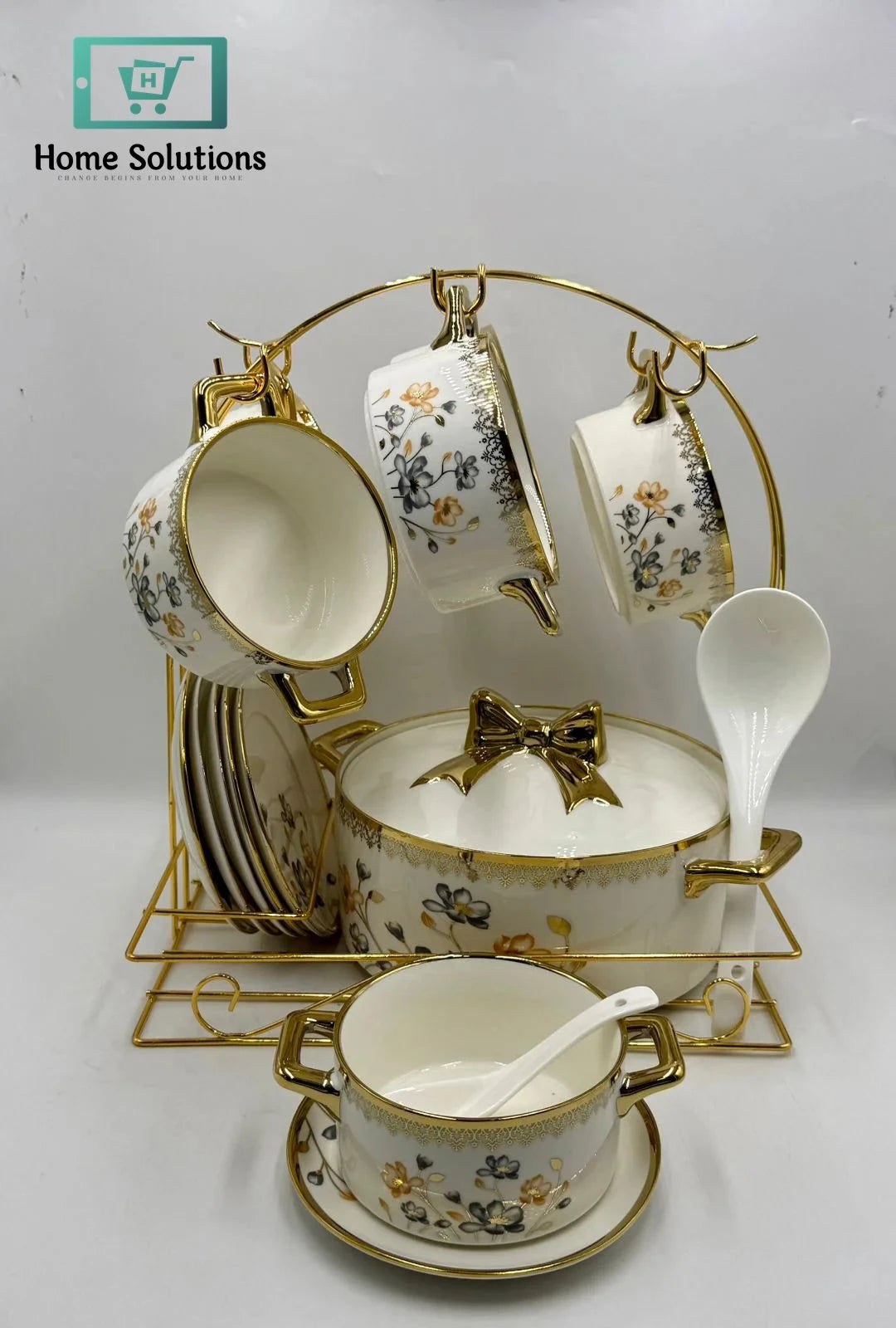 Elegant 22-Piece Soup Set – Complete Porcelain Dinnerware for Serving