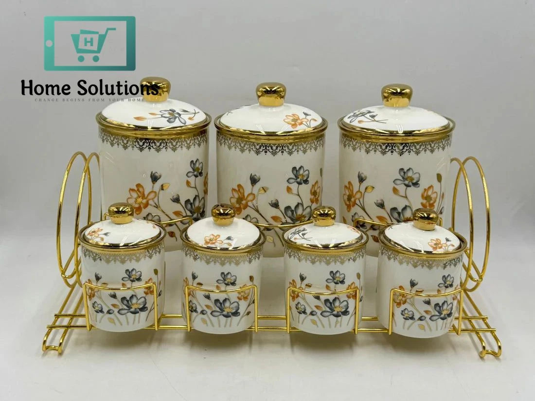 8-Piece Kitchen Canister Set – Airtight Storage Jars for Tea, Coffee, Sugar & More