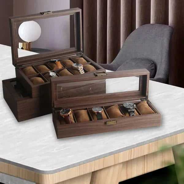 Wooden Leather Watch Storage Box