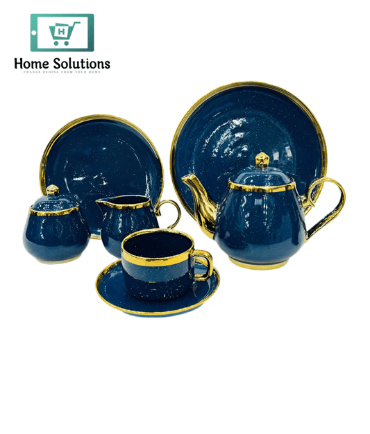 Bone China Tea Set 24-Piece  – Elegant Design for Everyday & Special Occasions (Dark Blue)