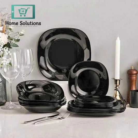 Plate Set 18-Piece – Complete Dinnerware for Everyday & Special Dining (Black)