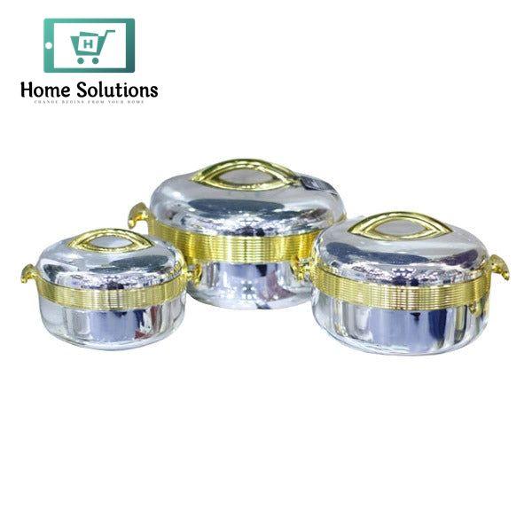 3-Piece Hotpot Set – Insulated Food Warmer (Silver)