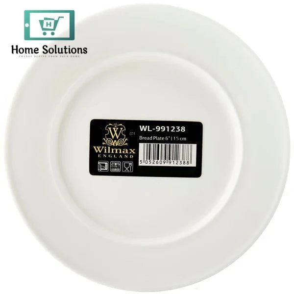 Wilmax Elegant 6-Inch White Porcelain Side Plate for Bread and Starters