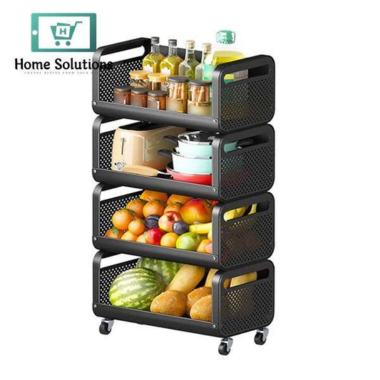 4-Layer Storage Basket – Black Iron Organizer Rack