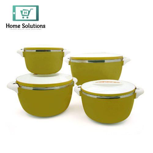 Thailand Insulated Hot Pot Set – 4 Pcs Golden Yellow Food Warmers