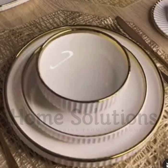 Porcelain Cream Shine Lining Dinner Set - 32 Pieces