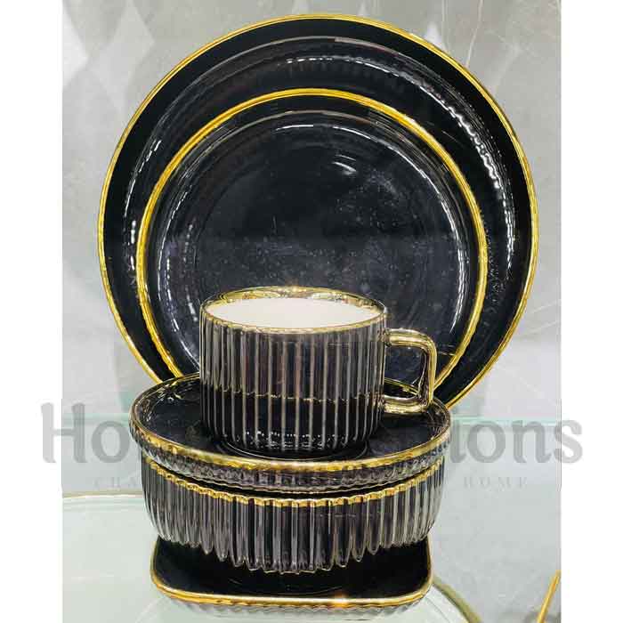 Porcelain Cream Shine Lining Dinner Set - 32 Pieces