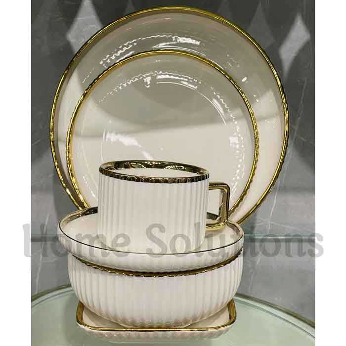 Porcelain Cream Shine Lining Dinner Set - 32 Pieces