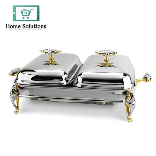 Malaika 2 × 1.5 L Rectangular Warmer Serving Dish – Twin Buffet Chafing Set