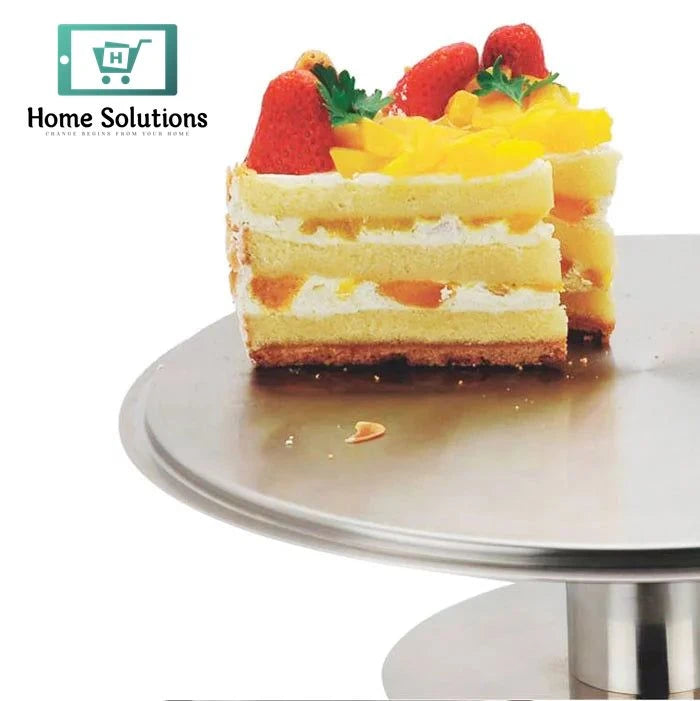 Rotatable Silver Cake Stand Turntable – 360° Spinning Decorating Base