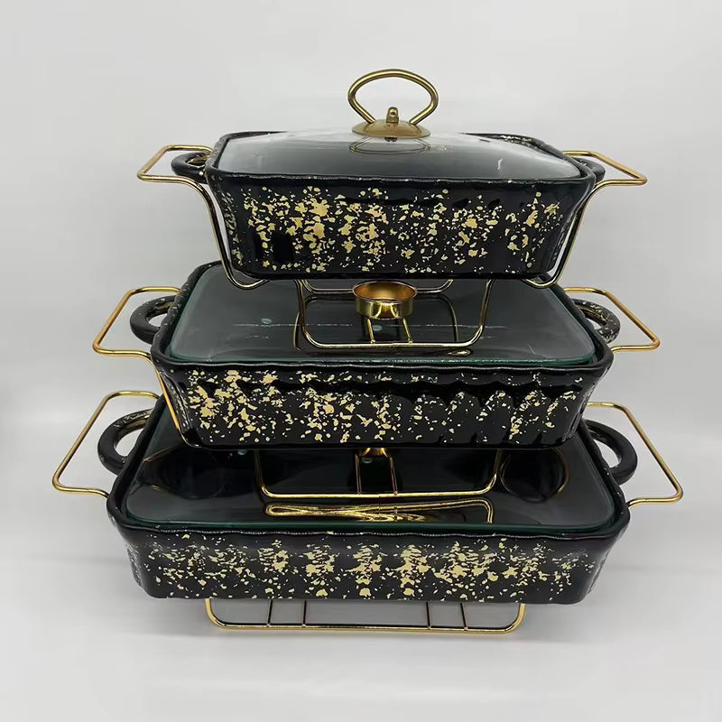 Elegant Ceramic Food Warmer & Serving Dish – Heat-Retaining Tableware