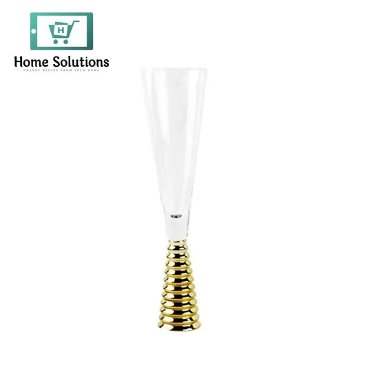 Elegant Spiral Champagne Flutes – Gold Base, 190ml (Set of 6)