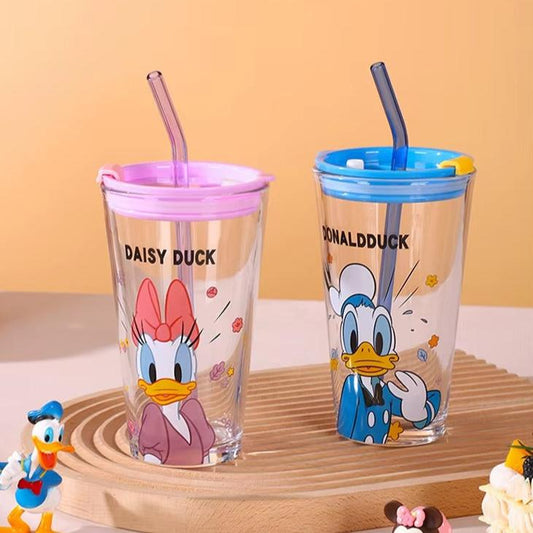 DISNEY Mickey & Friends Sipper Glass With Lid & Straw