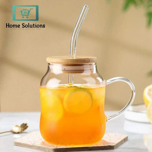 Glass Tumbler with Lid & Straw – Ideal for Iced Coffee Smoothies & More