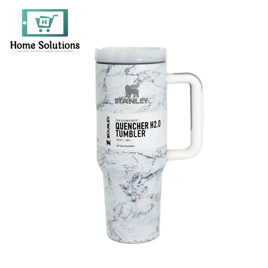 Stanley 40oz Printed Tumbler with Handle Marble Collection – White Edition