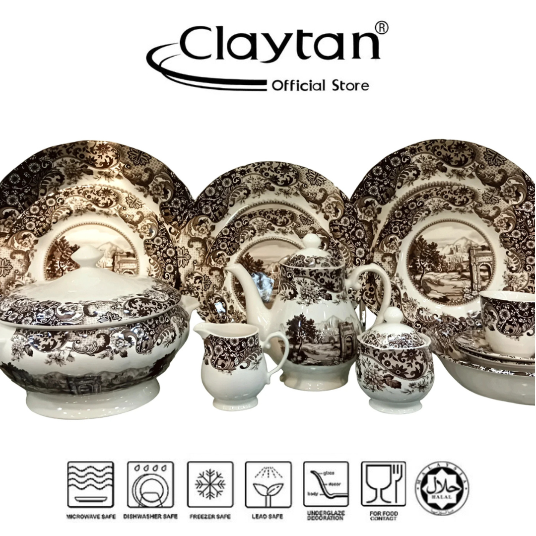 Claytan Rome Brown 61 Pcs Dinner Set