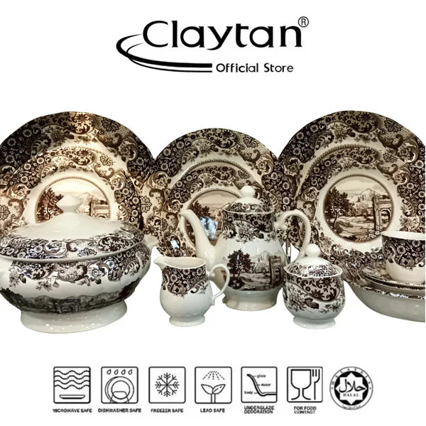 Claytan Rome Brown 85 Pcs Dinner Set