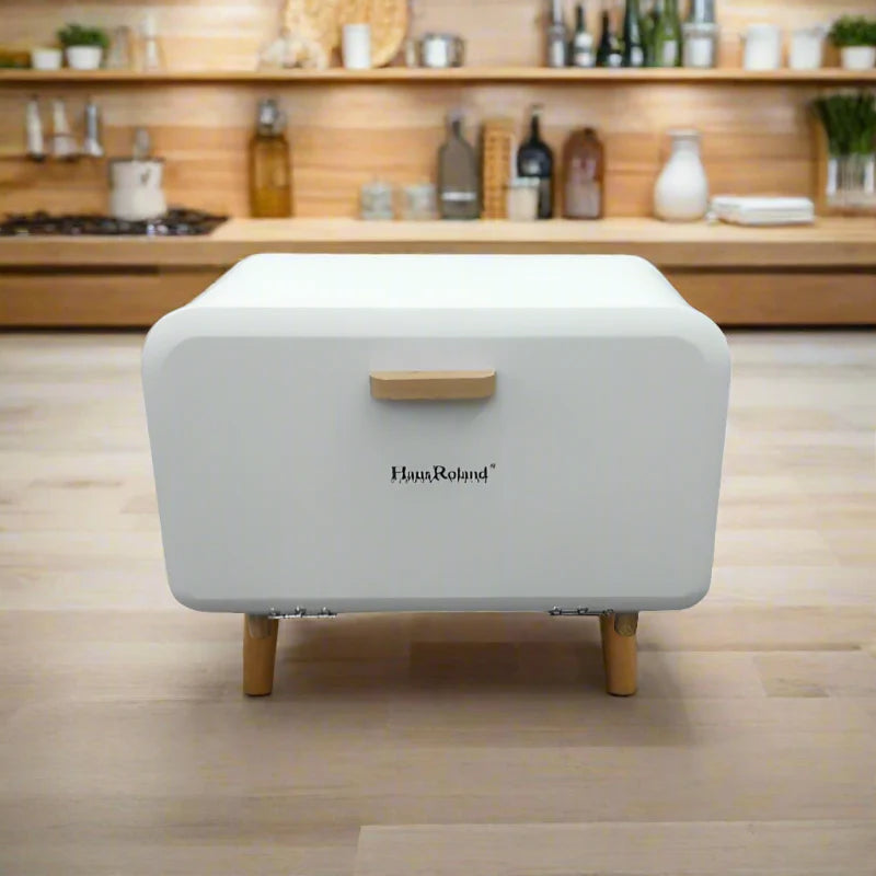 Wooden Leg Bread Bin With Magnetic Closing