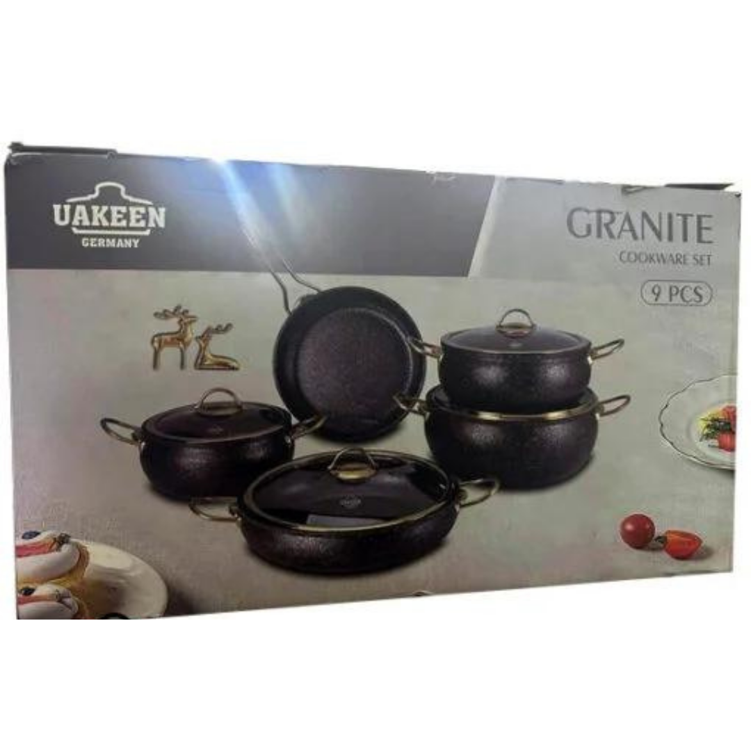 UAKEEN Germany 9 Pcs Granite Cookware Set