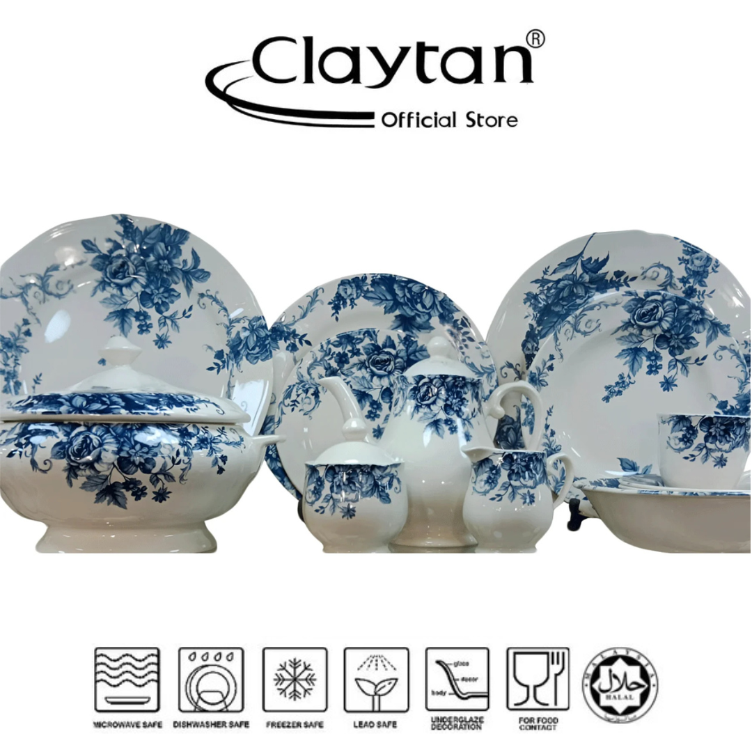 Claytan Gorgeous Navy Blue 61 Pcs Dinner Set