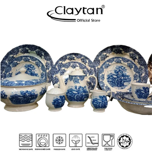 Claytan Water Wheel Blue 85 Pcs Dinner Set