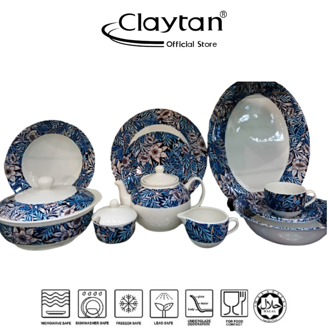 Claytan Gorgeous Blue 47 Pcs Dinner Set