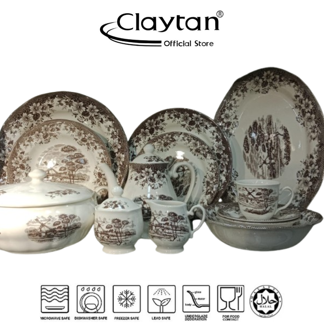 Claytan Gorgeous Brown 47 Pcs Dinner Set