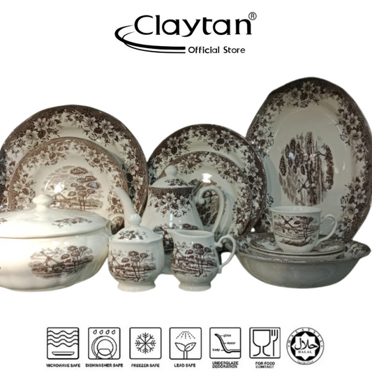 Claytan Gorgeous Brown 47 Pcs Dinner Set