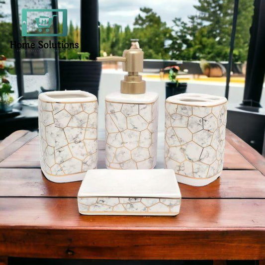 Ceramic 4-Piece Bathroom Accessories Set – Modern Design