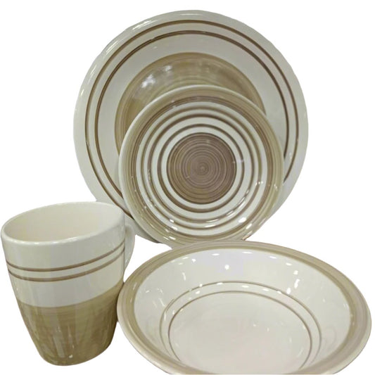 16 Pcs Breakfast Set (White & Brown)