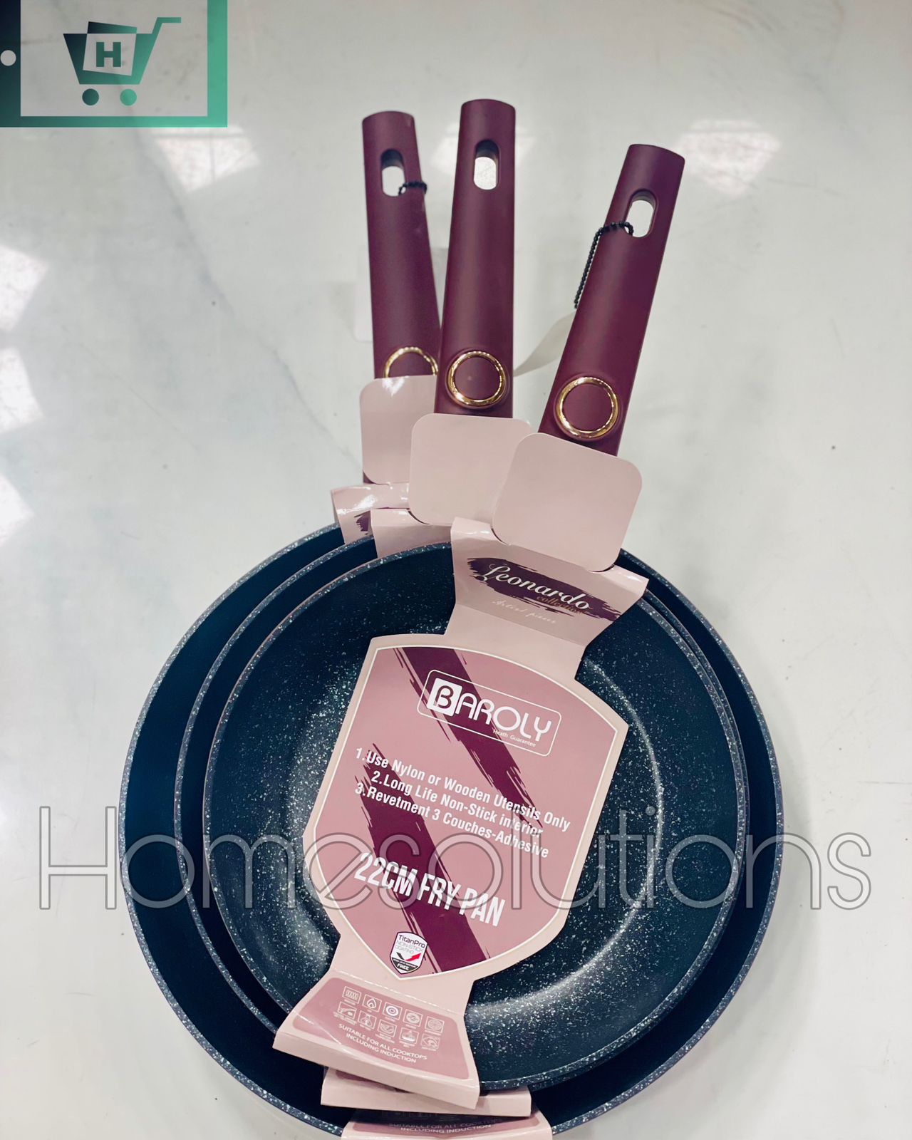 MAROON Granite Frypan with Induction Bottom