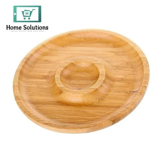 Wilmax England Round 2-Compartment Serving Platter  12" Inch – Elegant Bamboo Tray