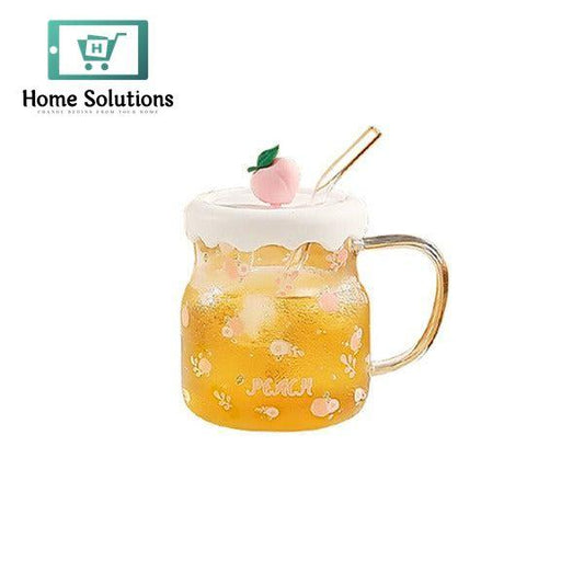 Transparent Fruit Mug with Straw – 400ml Clear Drinkware Cup
