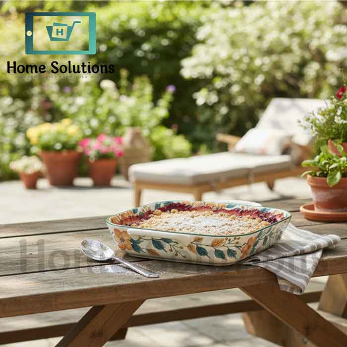 Artisan Floral Porcelain Baker | 9" Square with Handles