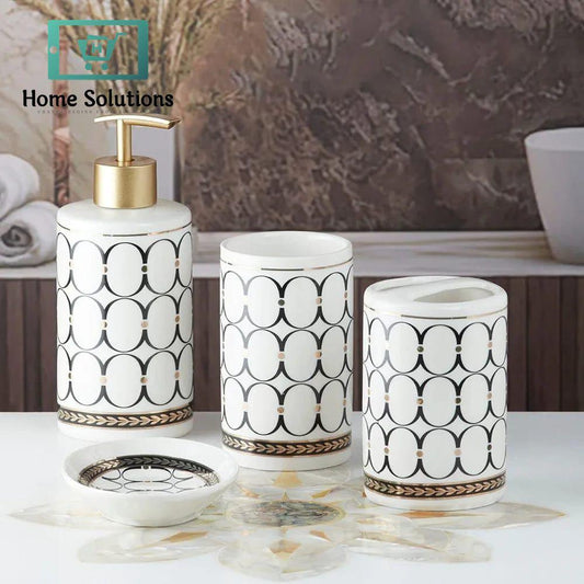 Luxury White Ceramic Bathroom Set 4-Piece Accessories