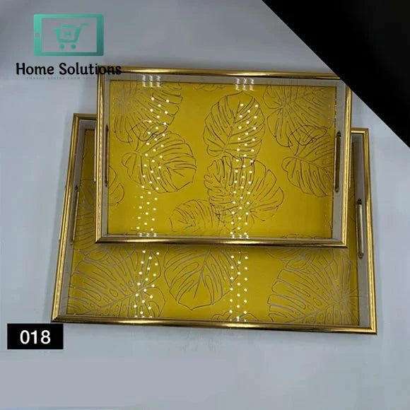 2-Piece Arabic Style Acrylic Tray Set – Gold-Plated Elegant Finish