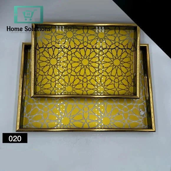 2-Piece Arabic Style Acrylic Tray Set – Gold-Plated Elegant Finish