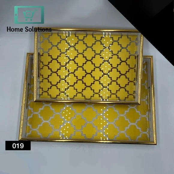 2-Piece Arabic Style Acrylic Tray Set – Gold-Plated Elegant Finish