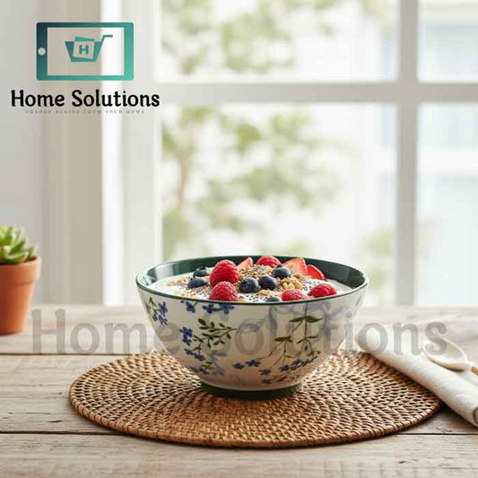 Fine Porcelain Round Bowl 4.5" - Blue & Green Floral Design