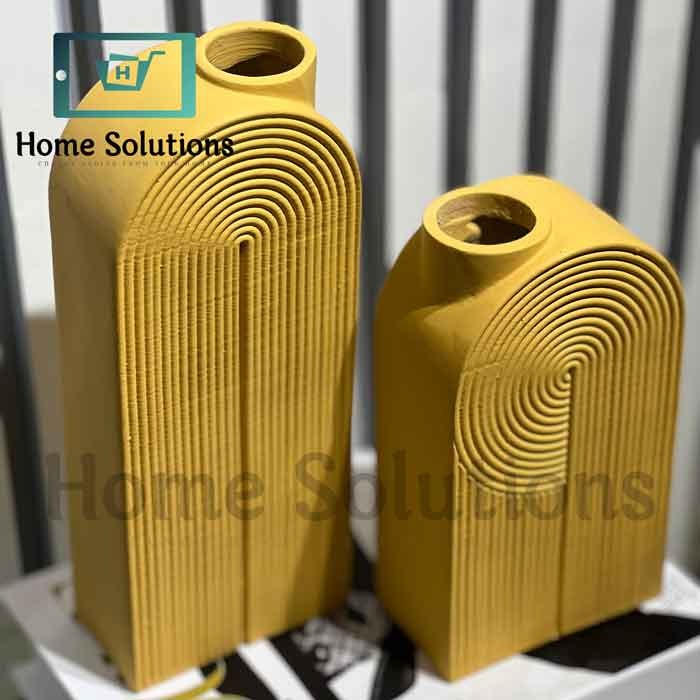 Arched Ribbed Vases - Modern Mustard Yellow Decor