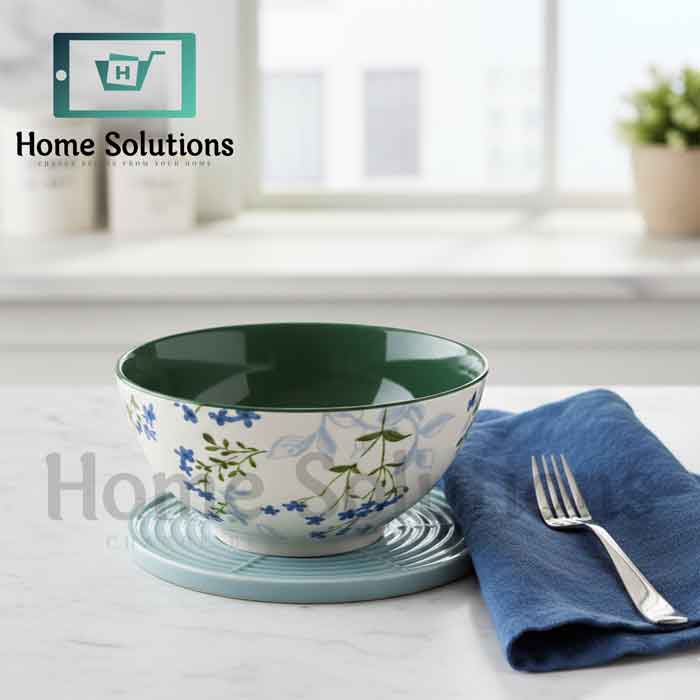 Fine Porcelain Round Bowl 4.5" - Blue & Green Floral Design