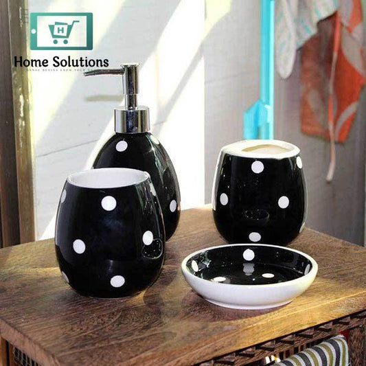 4-Piece Black & Red Bath Set