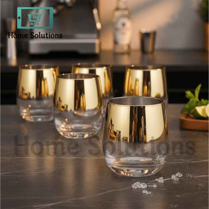 Danny Home 6-Pc Gold Rim Glass Set 345ml - Elegant Drinkware