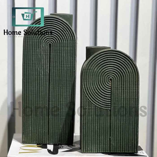 Arched Ribbed Vases -Modern  Decor Green